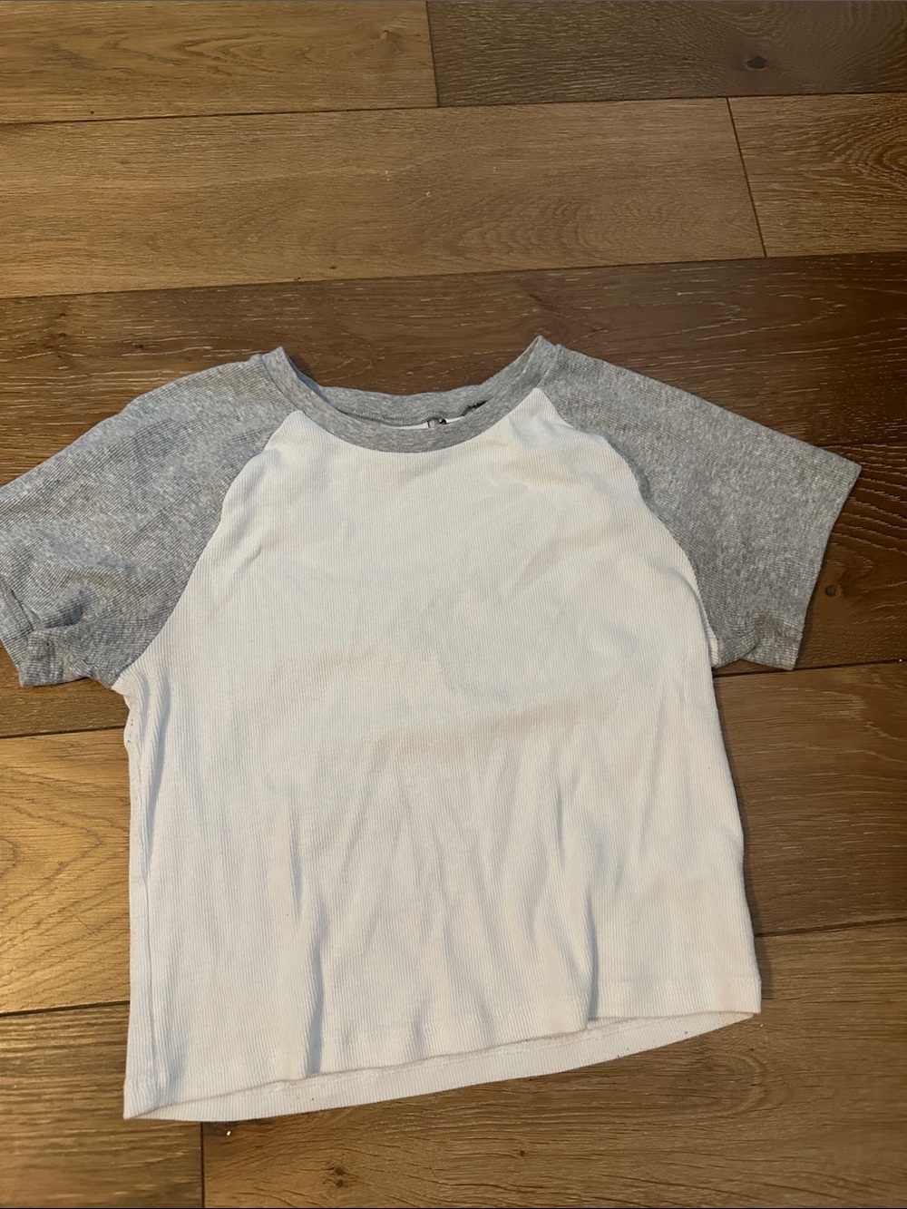 TNA White and Gray Raglan Short Sleeve Tee